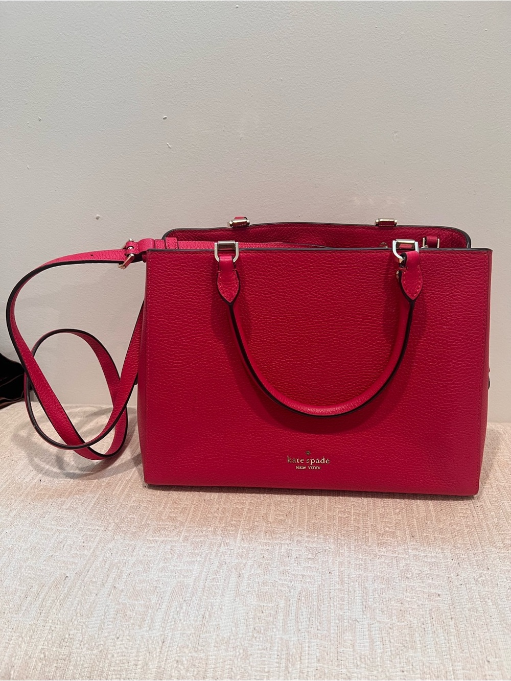 Kate Spade Hot Pink Leather Tote Bag